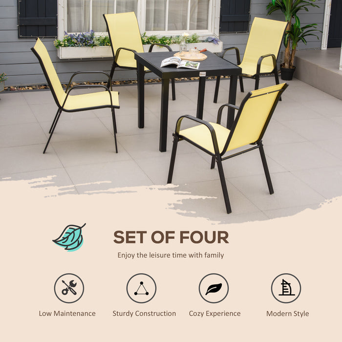 Outdoor Patio Dining Chairs - Set of 4 Stackable High Back Chairs with Armrests for Garden - Beige Comfort & Style for Patio Dining