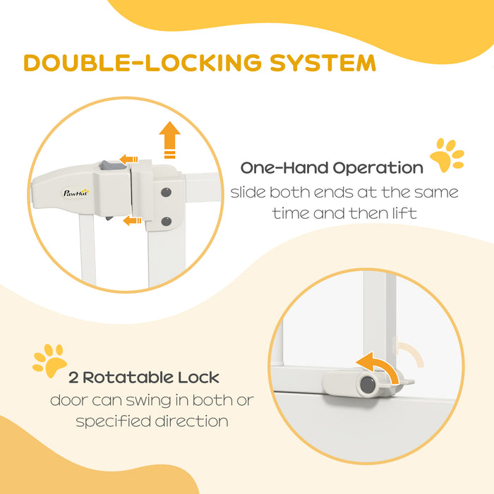 Adjustable Metal Pet Gate 74-80cm - Safety Barrier with Auto-Close Feature, White - Ideal for Dogs & Indoor Use