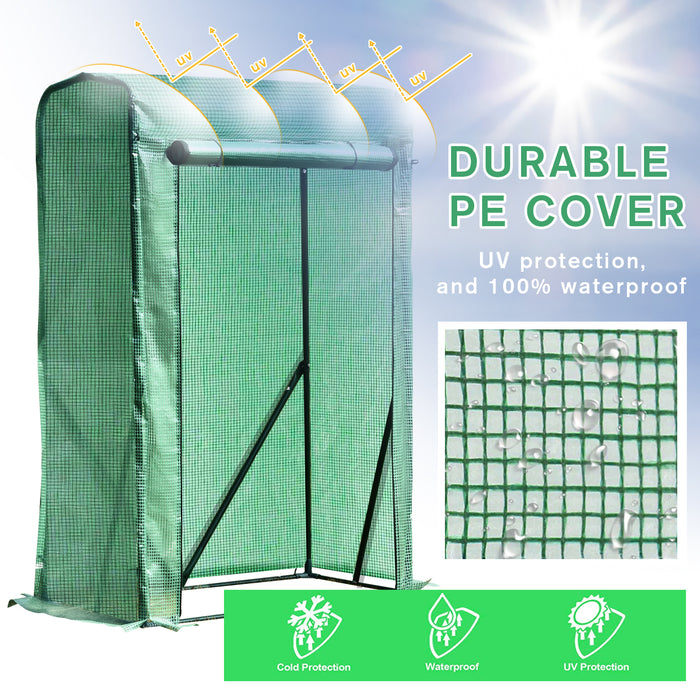 PE Greenhouse with Steel Frame - Outdoor Zippered Plant Cover, 100L x 50W x 150H cm in Green - Ideal for Gardeners and Healthy Plant Growth