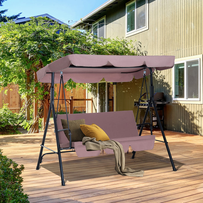 Heavy-Duty 3-Seater Canopy Swing Bench - Garden Rocking Patio Chair with Metal Frame and Top Roof - Relaxing Outdoor Furniture for Yard and Porch