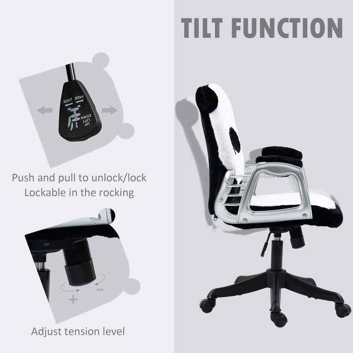 Fluffy Panda - Cozy Adjustable Desk Chair with Padded Armrests, Tilt Mechanism & Height Control - Ideal for Comfortable Office Seating & Stylish Workspace