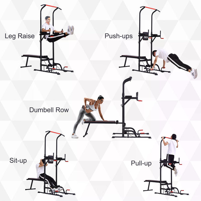 Steel Power Tower - Heavy-Duty Strength Training Station with Pull Up Bar - Ideal for Home Gym and Muscle Building