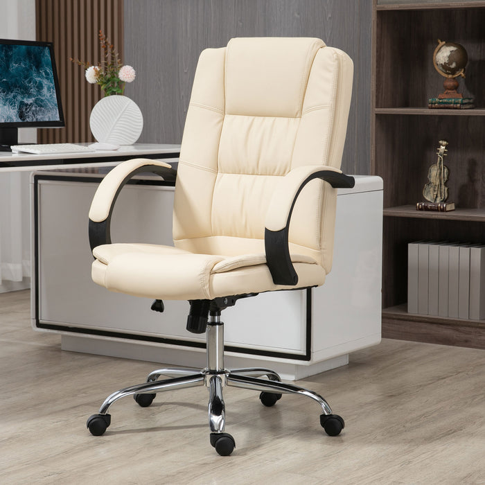 Ergonomic High Back Chair - Swivel Executive Office Chair with PU Leather, Padded Armrests, Adjustable Height & Tilt - Comfortable Seating for Professionals and Home Offices