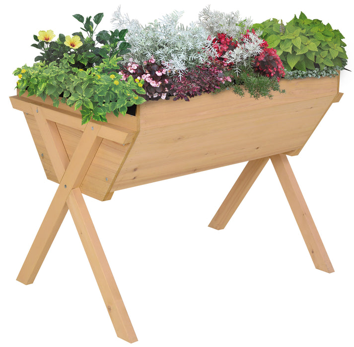 Raised Wooden Planter - Elevated Garden Bed for Vegetables and Flowers, Includes Protective Liner - Ideal for Patio, Deck, or Balcony Gardening, 100cm x 70cm x 80cm