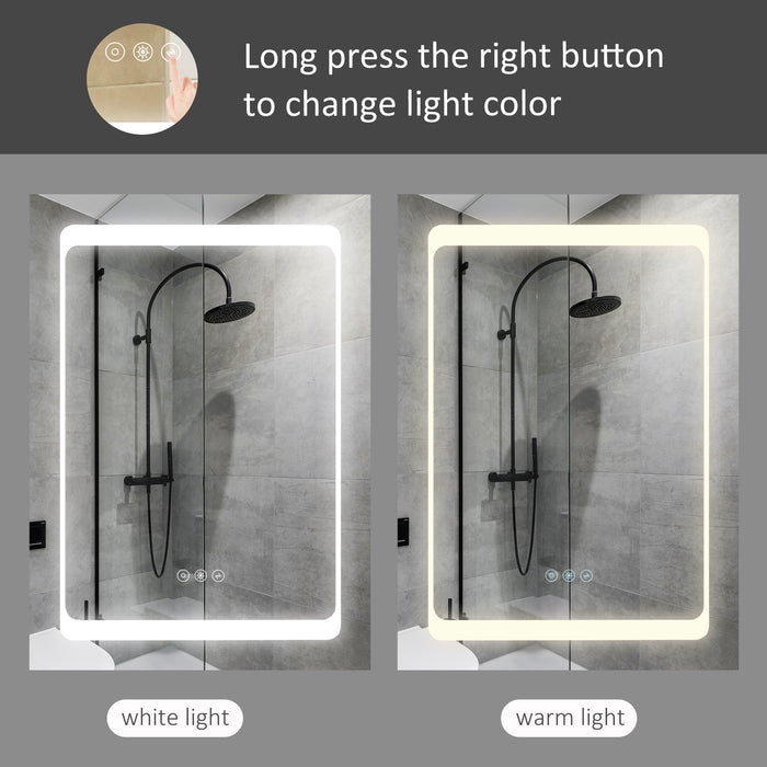 Wall-Mounted LED Mirror Cabinet with Shelves - Touch-Sensitive Illumination for Bathroom Organization - Ideal for Makeup and Cosmetic Storage
