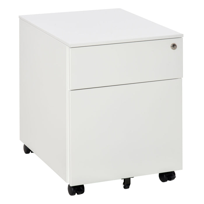 Steel Lockable Vertical File Cabinet with Pencil Tray - Mobile Storage Solution for A4, Letter, and Legal Files - Ideal for Home Office Organization