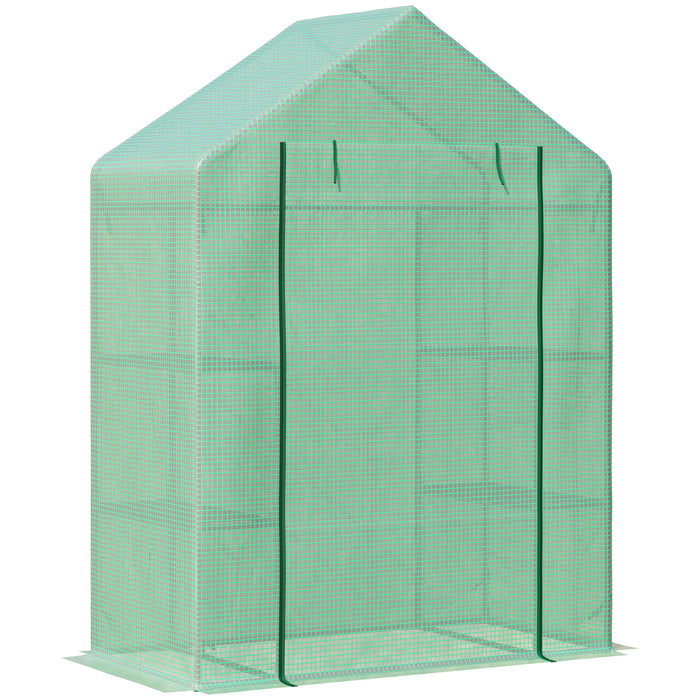 Portable Walk-In Greenhouse - 2-Tier Shelves, Roll-Up Zippered Entrance, PE Weather-Resistant Cover, 141x72x191 cm - Ideal for Garden Enthusiasts and Plant Cultivation