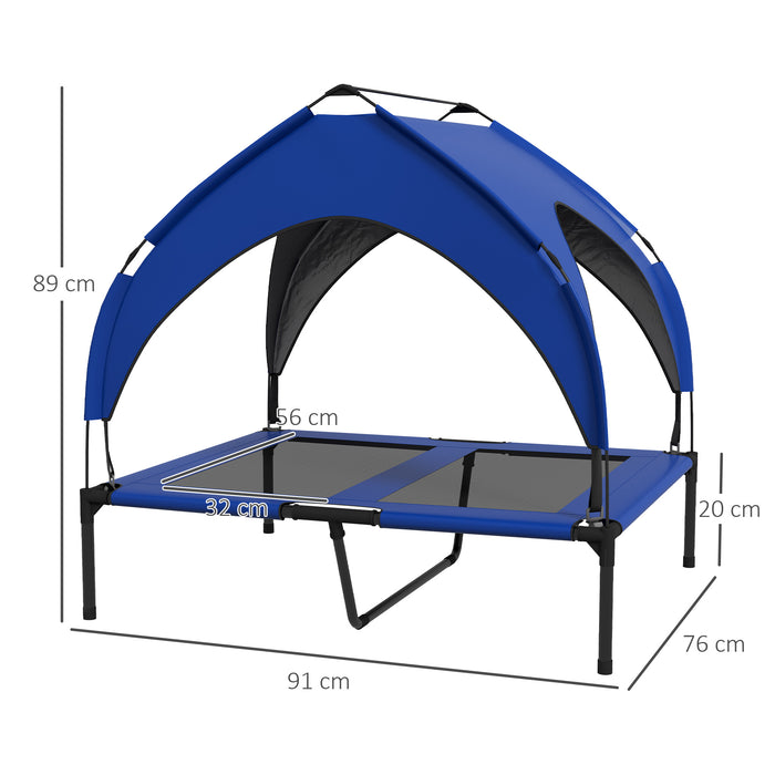 Elevated Cooling Dog Bed - 91 x 76 x 89cm Washable Breathable Mesh Cot - Ideal for Medium to Large Dogs, Dark Blue