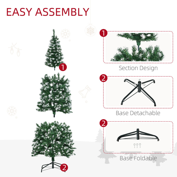 Slim Artificial Christmas Tree with Realistic Branches - 6-Foot Pre-Lit Pencil Design with 300 Colorful LEDs & 618 Tips - Perfect Xmas Decoration for Space-Saving Festivity