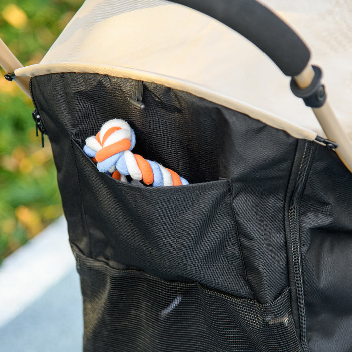 Oxfoad Compact Dog Stroller - Weatherproof Pet Carrier for Small Breeds with Rain Cover, Dark Khaki - Perfect for Miniature Pooches & Outdoor Adventures