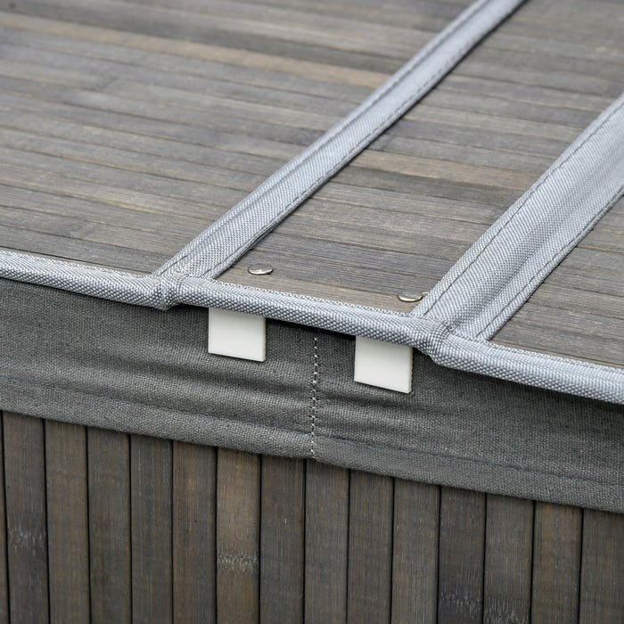 Bamboo Laundry Basket - 100L Dual-Section Hamper with Removable Liner and Lid, 62.5x37x60.5cm - Ideal for Sorting and Organizing Laundry