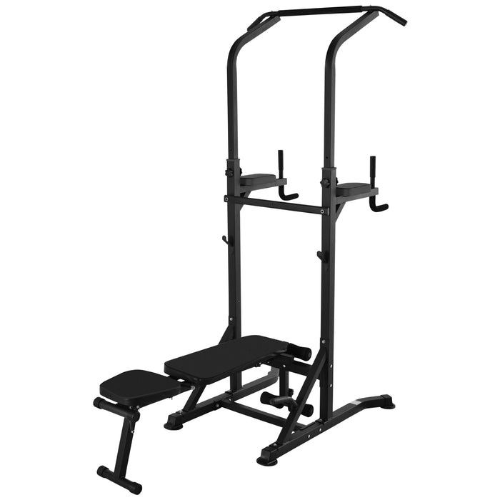 Multifunction Power Tower with Bench - Home Gym Workout Dip Station and Push-Up Bars - Ideal for Office Gym Training & Fitness Enthusiasts