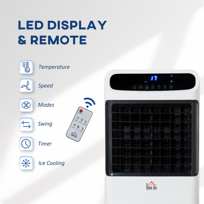 32" Mobile Air Cooler with Evaporative Anion Technology - Ice Cooling Fan, Water Conditioner, Humidifier with 3 Modes, Remote, Timer - Ideal for Home Bedroom Comfort and Air Quality Improvement