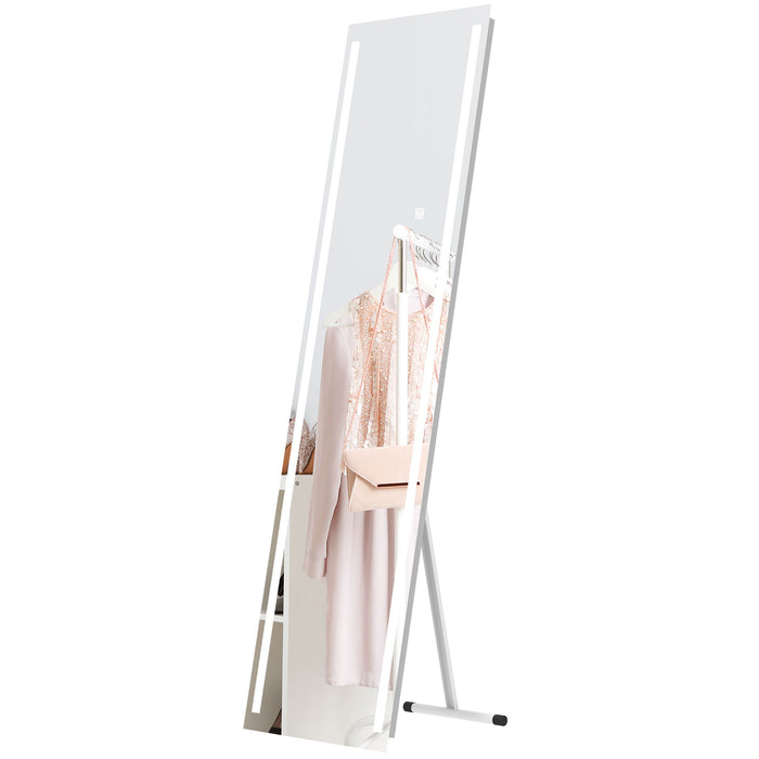 LED-Lit Standing Dressing Mirror - Bedroom Wall Mirror with Dimmable & 3-Color Lighting Options - Ideal for Fashion Enthusiasts & Space-Saving Design