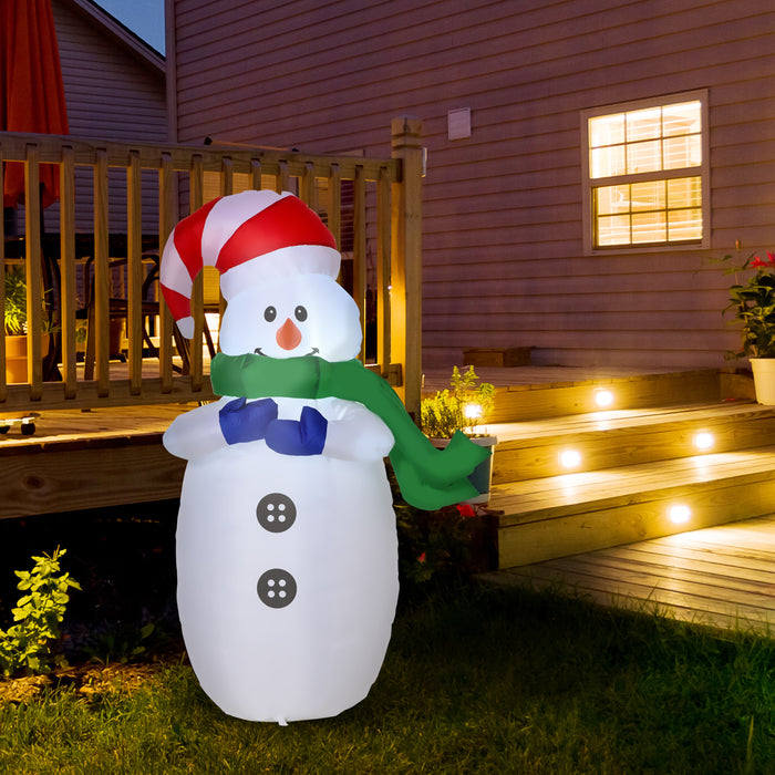 Inflatable 120cm Snowman with LED Illumination - Festive Holiday Decoration - Perfect for Outdoor Christmas Display