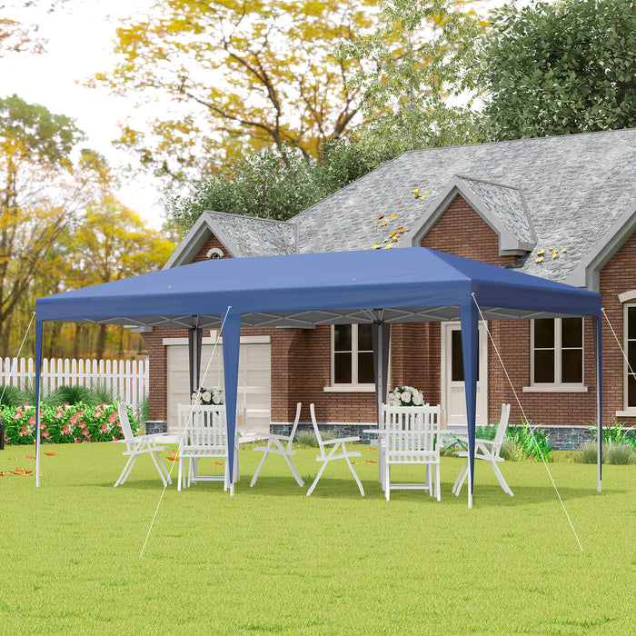 Double Roof Pop Up Gazebo Canopy - Foldable 6x3m Outdoor Tent with Carrying Bag, Blue - Ideal for Weddings and Garden Parties