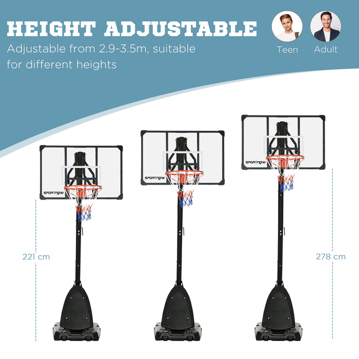 Adjustable 2.4-2.9m Basketball Hoop Stand - Sturdy Backboard, Weighted Base, Portable with Wheels - Ideal for All Ages and Outdoor Play