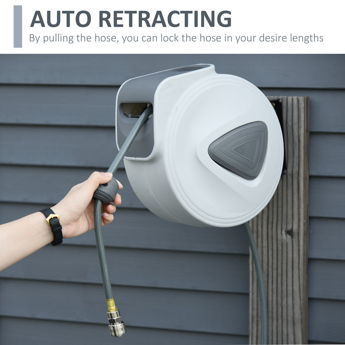 Retractable 15m + 1.4m Air Hose Reel with 9.5mm Diameter - Auto Rewind Wall-Mounted Hose Reel, 1/4" BSP Hose Connector - Ideal for Workshops and Garages