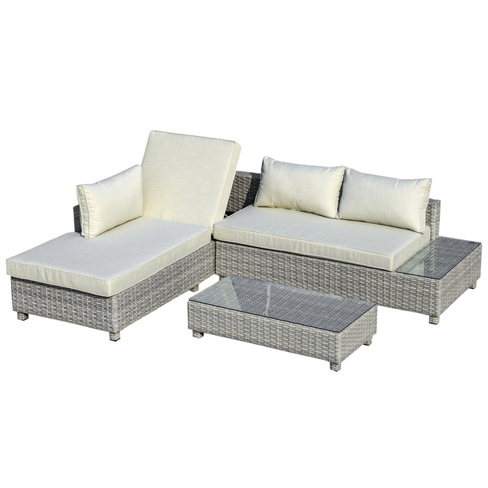 Deluxe 3-Piece PE Rattan Sofa Set - Outdoor Wicker Sectional with Aluminium Frame & 4-Level Backrest - Perfect Patio Conversation & Lounge Furniture