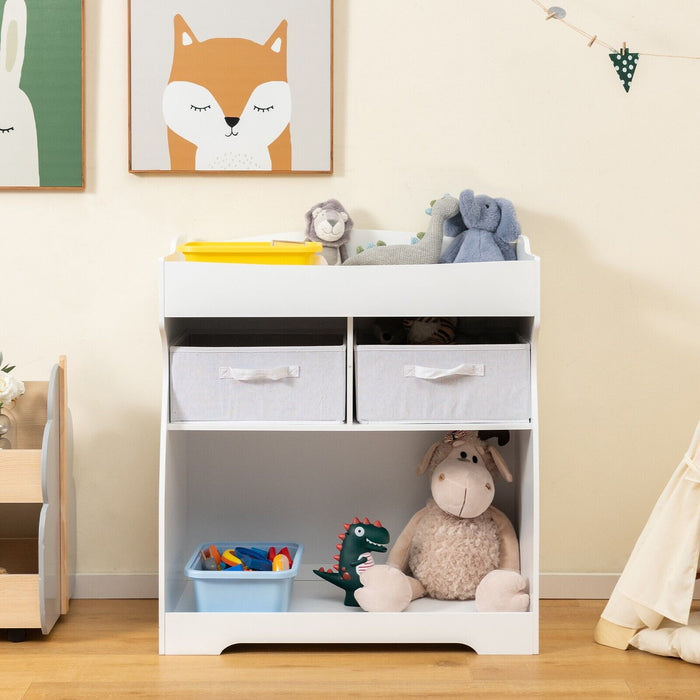 Baby Essentials - White Changing Table with 2 Drawers and Waterproof Pad - Ideal for Hassle-free Diaper Changes