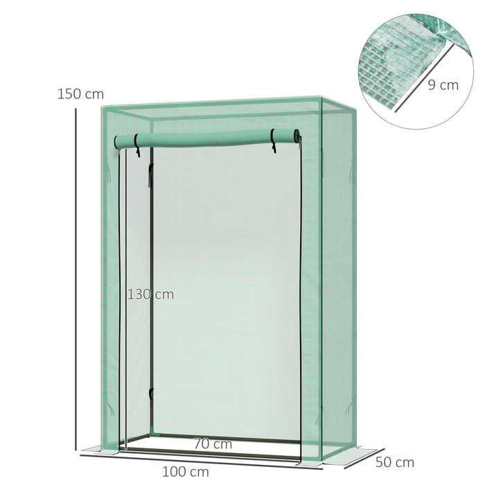 Greenhouse with Sturdy Steel Frame - Spacious 100x50x150cm PE Cover, Roll-up Door for Easy Access - Ideal for Backyard, Balcony and Garden Greening