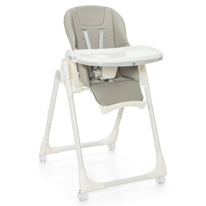 Adjustable High Chair - Folding Design with 5 Recline Positions, Ideal for Babies and Toddlers - Perfect for Meal Times and More, Chic Beige Color