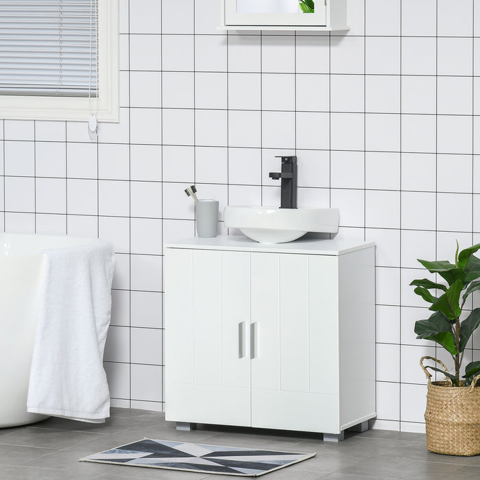 Under Sink Pedestal Cabinet - Modern Bathroom Vanity Storage with Adjustable Shelf and Double Doors - Ideal for Organizing Toiletries and Cleaning Supplies