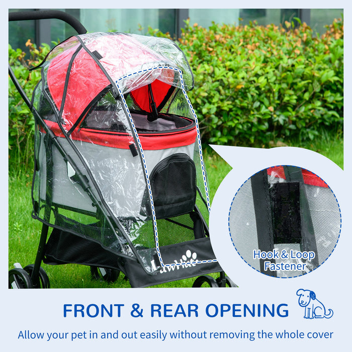 Dog Stroller Weather Shield - Protective Rain Cover for Pet Buggy Pushchair, Suitable for Small to Miniature Dogs & Cats - Features Front and Rear Entry Access