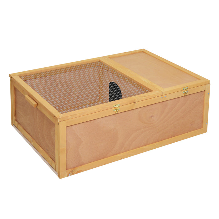 Wooden Tortoise Habitat - 94 cm Two-Room Turtle Terrarium for Small Reptiles, Natural Look - Ideal for Pet Safety and Comfort