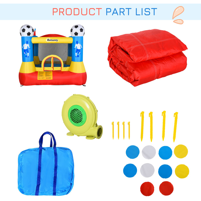 Kids Inflatable Bounce House - Football Field-Themed Trampoline with Included Blower, 2.25 x 2.2 x 1.95m - Ideal Play Area for Children Ages 3-12