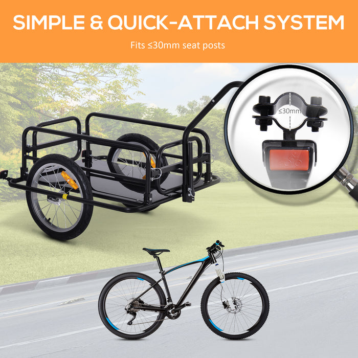 Bicycle Cargo Trailer with Hitch - Robust Steel Construction Bike Cart for Luggage & Gear - Ideal for Cycling Trips, Camping & Transport Storage Needs