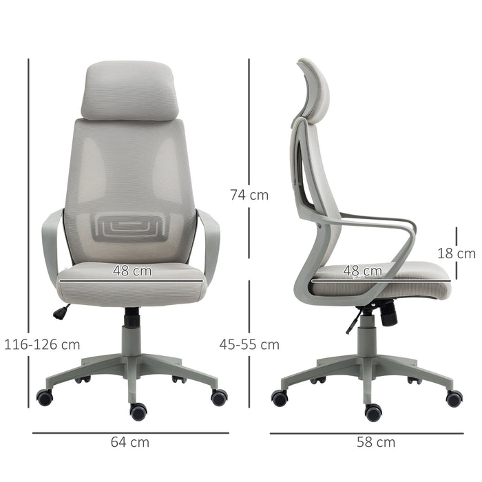 Ergonomic High-Back Mesh Home Office Chair with Wheels - Adjustable Height and Comfortable Lumbar Support - Ideal for Work from Home Professionals and Students