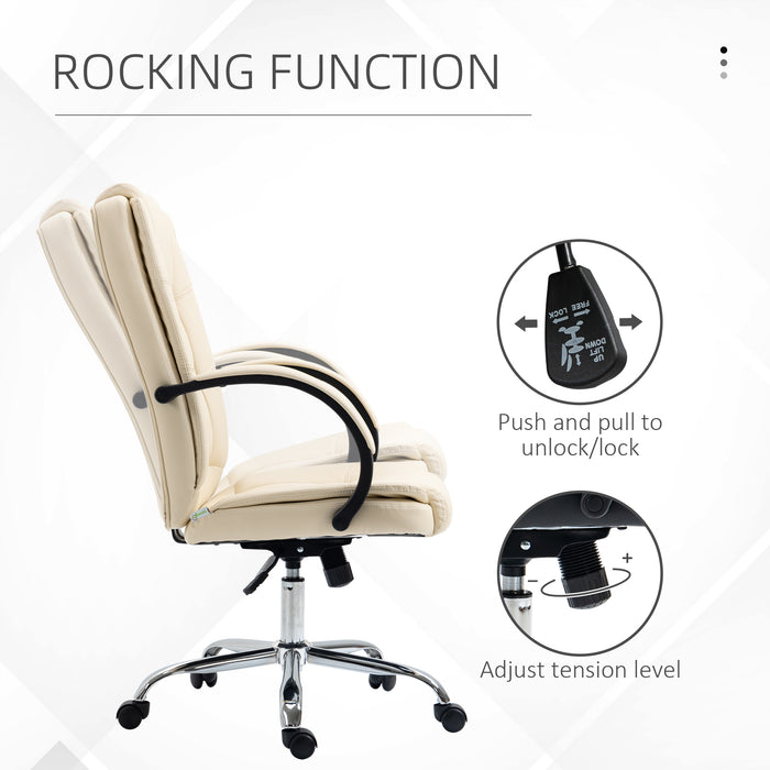 Ergonomic High Back Chair - Swivel Executive Office Chair with PU Leather, Padded Armrests, Adjustable Height & Tilt - Comfortable Seating for Professionals and Home Offices