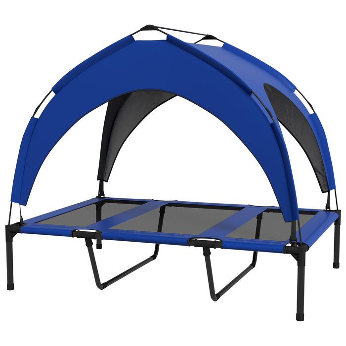 Elevated Dog Bed with Cooling Breathable Mesh - Washable, Durable Design for Large Pets - Ideal Comfort for Hot Weather Conditions, 106x76x94cm, Dark Blue