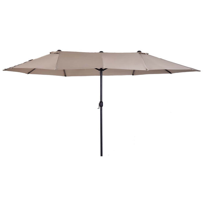 Double-Sided 4.6m Garden Parasol - Sun Umbrella with Patio Shelter Canopy for Outdoor Shade, Tan - Ideal for Market, Beach, and Backyard Relaxation