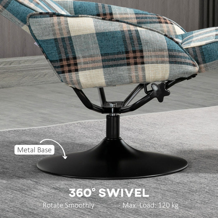 Swivel Armchair and Matching Footstool - Adjustable Backrest Recliner Chair for Relaxation - Perfect for Living Room and Bedroom Comfort