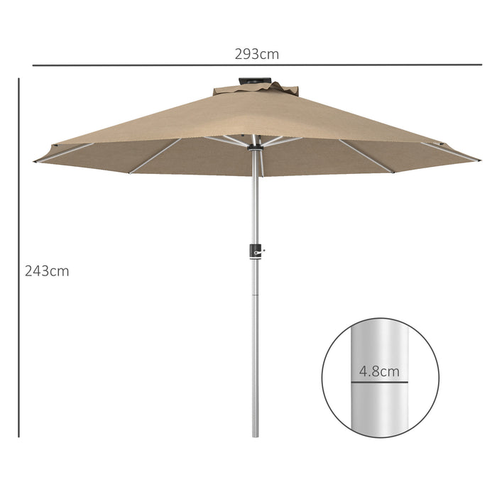 LED Illuminated Patio Umbrella - Solar & USB Powered with 4 Lighting Modes for Outdoor Ambiance - Ideal for Deck, Garden, and Nighttime Gatherings