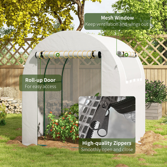 Polytunnel Walk-In Greenhouse - Garden Structure with Roll-Up Window & Zippered Door, 1.8 x 1.8 x 2m - Perfect for Growing Plants & Vegetables Outdoors