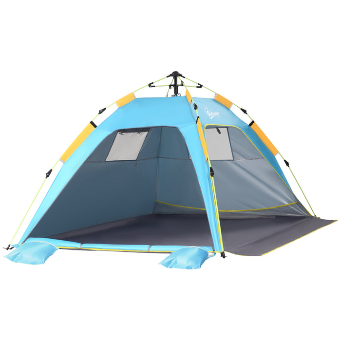 Pop-up Beach Tent for 1-2 People - Easy Setup with Dual Mesh Windows & Entryways, Dark Green - Ideal for Sun Shelter and Privacy