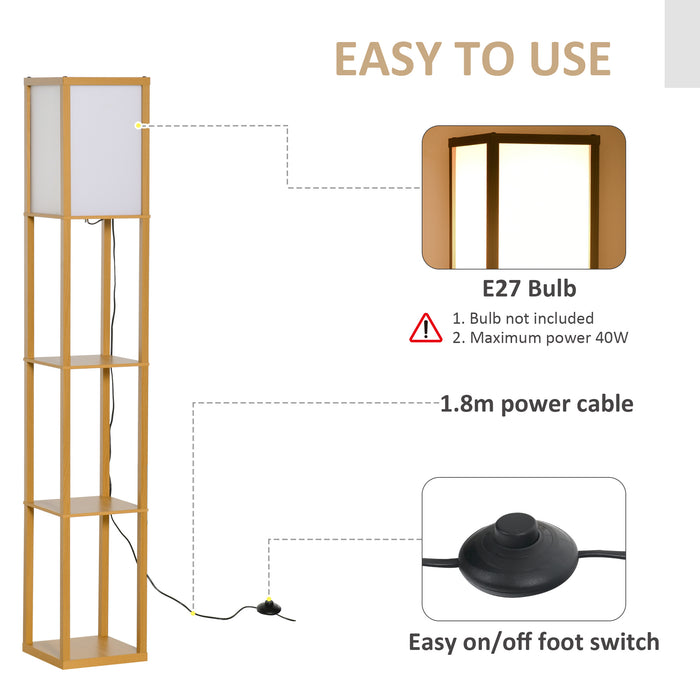 4-Tier Floor Lamp with Shelves - Stylish Reading Light and Storage Solution - Perfect for Living Room, Office, or Dorm Decor