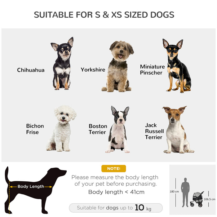 3-Wheel Folding Pet Stroller for Dogs - Adjustable Canopy, Mesh Window, Storage & Brake Features in Grey - Ideal Dog Jogger and Travel Carrier for Pet Lovers