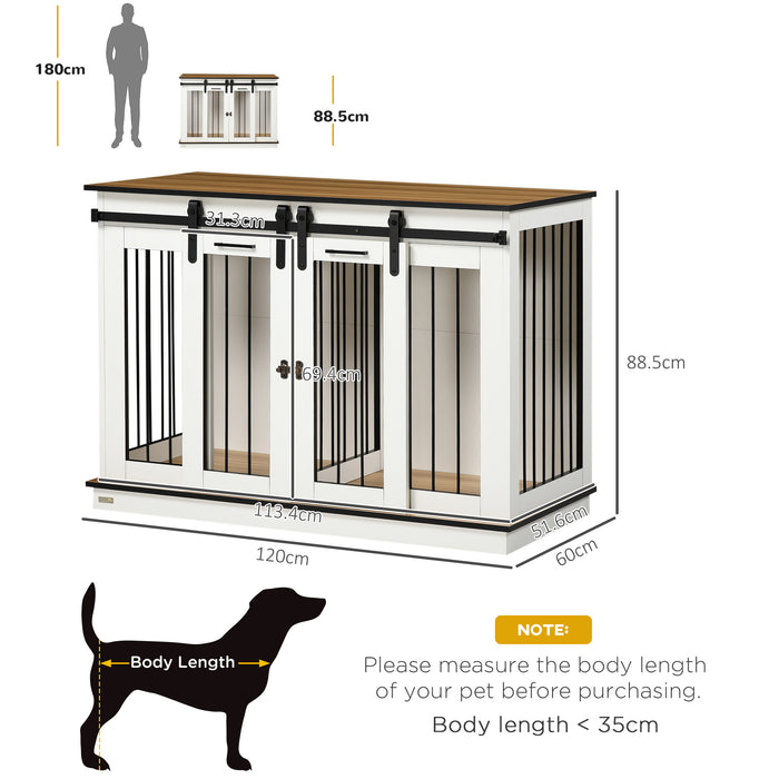 Double-Door Stylish Dog Crate Furniture - Spacious Wooden Cage for Both Large and Small Canines - Elegant Pet Housing Solution for Home Decor and Comfort