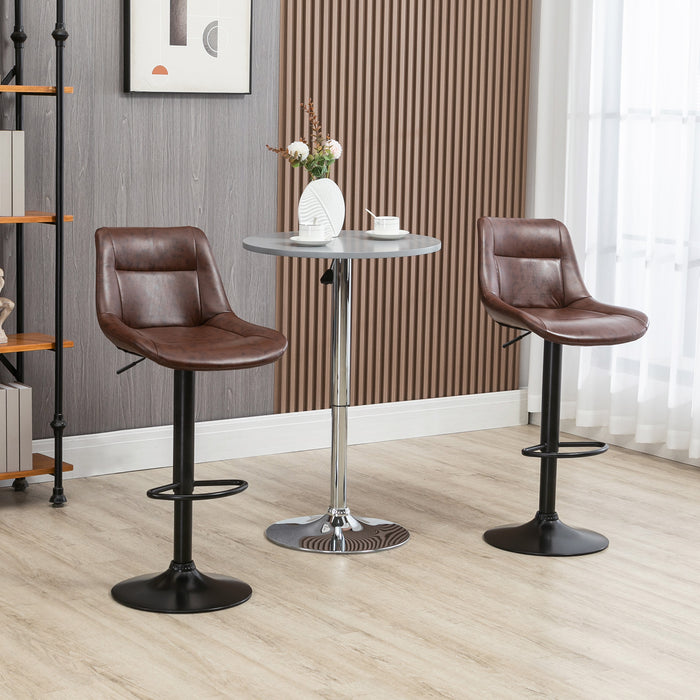 Modern Adjustable Bar Stools Set of 2 - 360-Degree Swivel, PU Leather Kitchen Stools with Footrest, Bar Height - Ideal for Kitchen Island, Home Bar, Brown