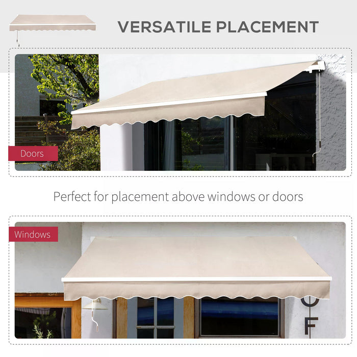 Manual Retractable Awning - 3.5 x 2.5 Meter Sun Shade Canopy with Winding Handle, Beige - Ideal for Garden Patio Shelter and Outdoor Relaxation