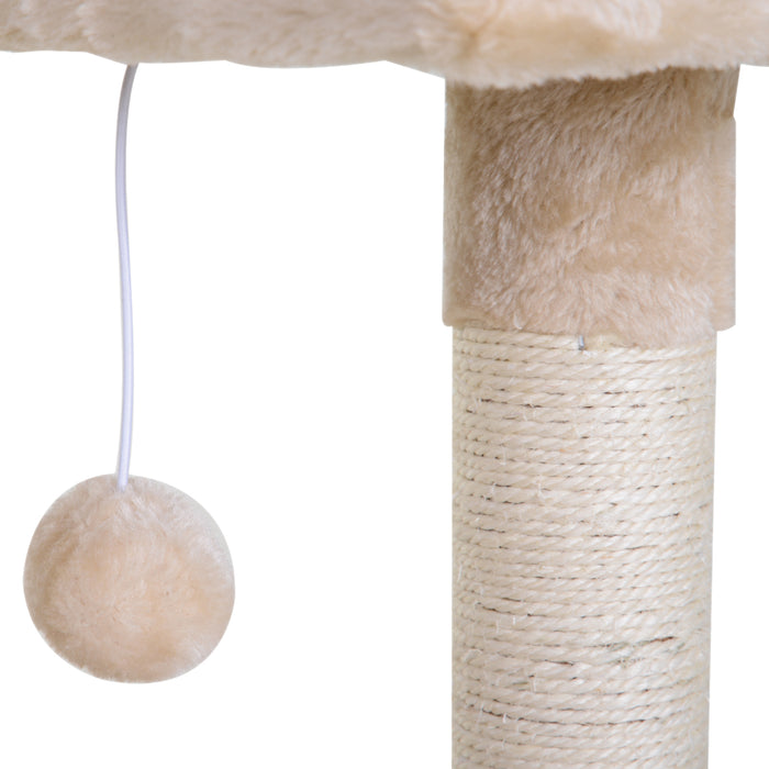 Cat Tree with Hammock and Sisal Posts - 70cm 2-Tier Scratching Stand with Dangling Toy - Ideal for Cat Scratching, Climbing & Relaxing