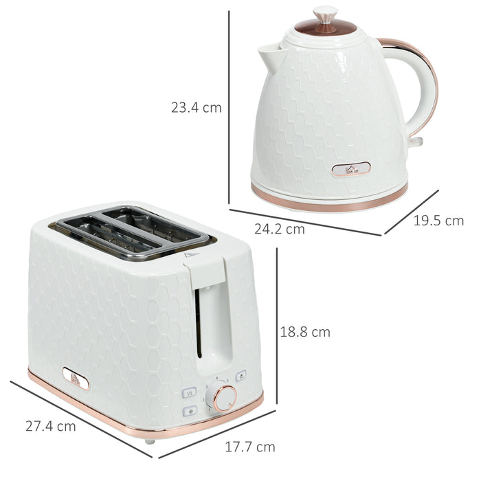 3000W Quick Boiling 1.7L Kettle with Auto Shut-Off - 2-Slice Toaster with Adjustable Browning Controls - Ideal Kitchen Combo for Home Breakfast Preparation