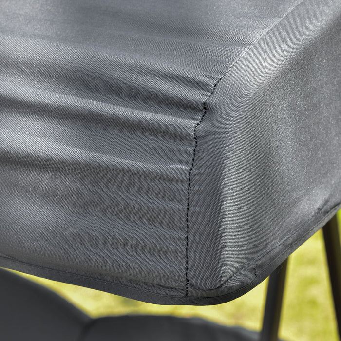 3-Seater Garden Swing Chair - Adjustable Canopy Outdoor Hammock Bench with Cushions & Cup Trays, Steel Frame in Dark Grey - Perfect for Patio Relaxation and Entertainment