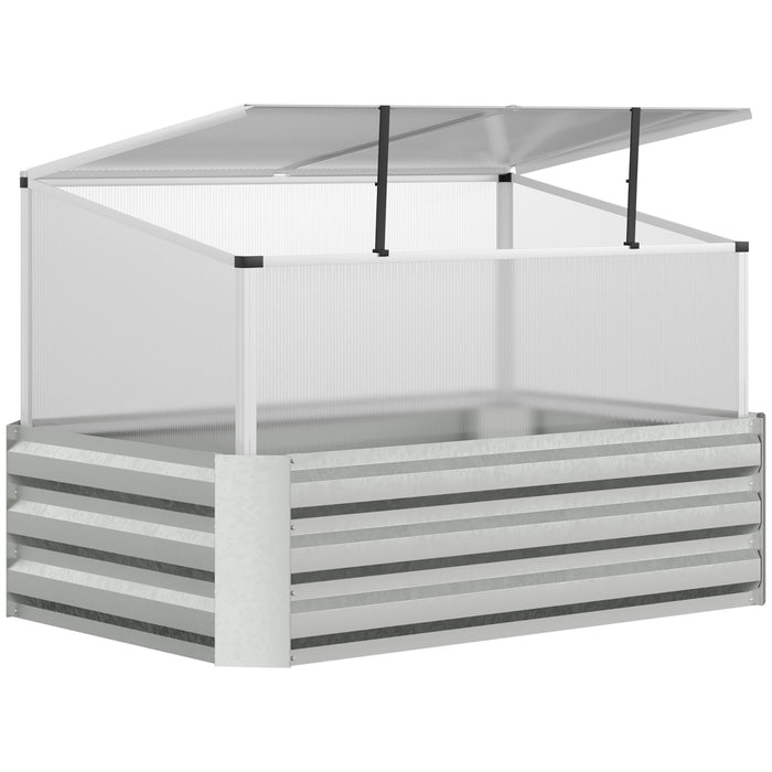 Galvanised Raised Garden Beds with Mini Greenhouse - Outdoor Planters with Cold Frame for Climate Control - Ideal for Growing Herbs and Vegetables