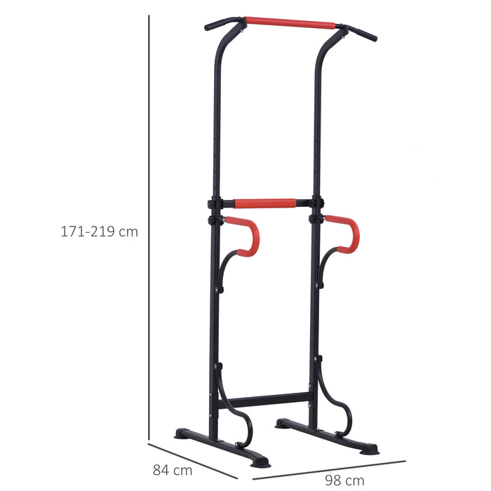 Multi-Purpose Steel Power Tower - Adjustable Height Pull-Up Station with Comfort Grips - Ideal for Full-Body Workout and Strength Training