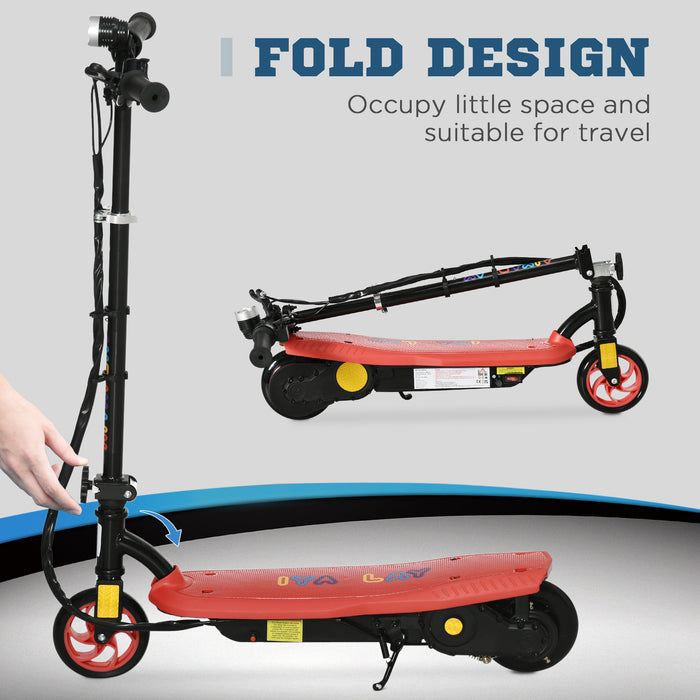 Foldable Electric Scooter with Bright LED Headlight - Easy-to-Carry Design for Kids Ages 7-14 - Fun and Safe Red Scooter for Young Riders